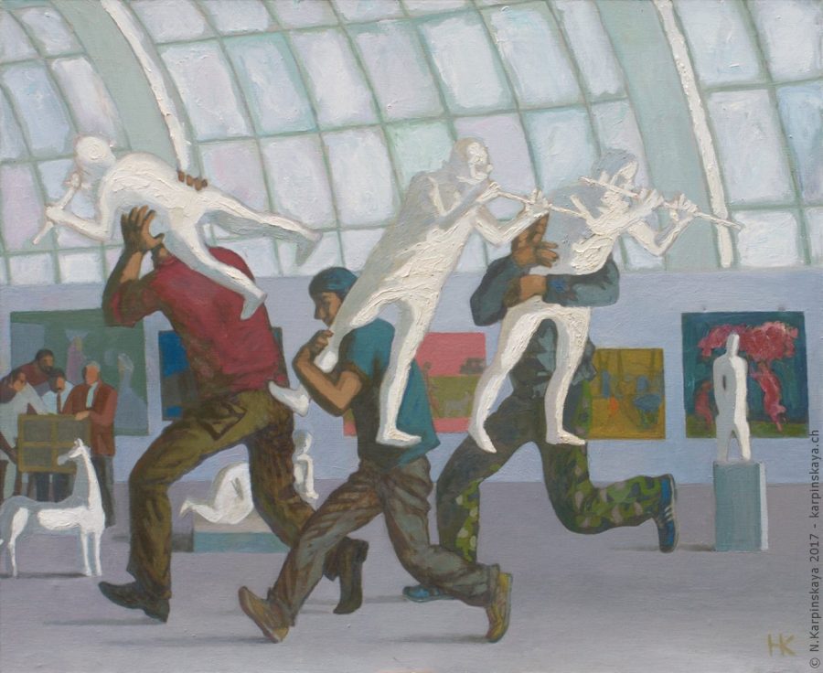 «At the exhibition» 2003, oil on canvas, 110x130.