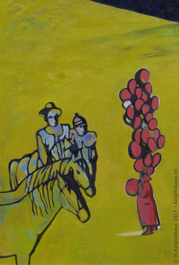 «Zwei Begegnungen» 2005, Öl auf Leinwand, 120x80.